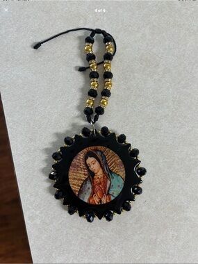 Black and Gold Virgin Mary Pendant
